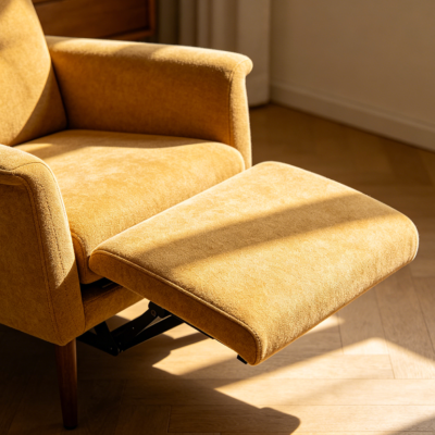 Reclining Fabric Single Sofa with Footrest Extension