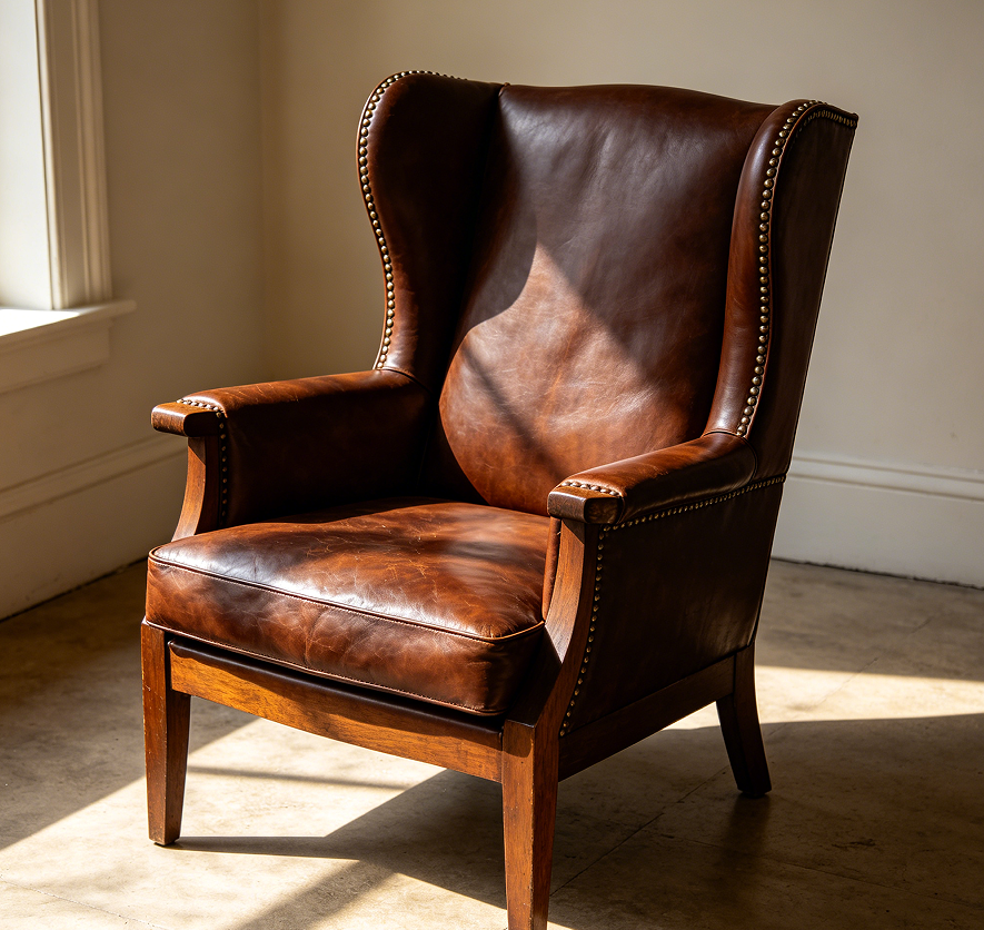High-Back Wingback Armchair with Nailhead Trim